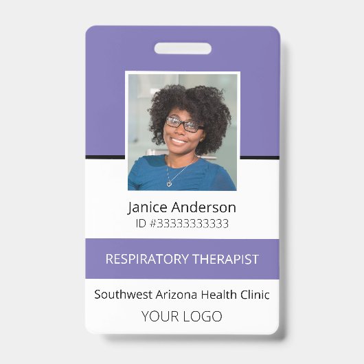 Professioneel Paars Personeels ID-badge met foto Badge (Voorzijde)