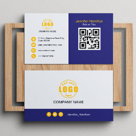 Professioneel Paarse Geel voeg uw Logo QR Code toe Visitekaartje