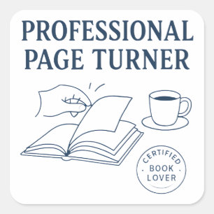 Professioneel Pagina Draaier - Geestige Boekliefhe Vierkante Sticker