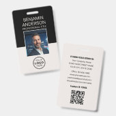 Professioneel Pasfoto Logo Werknemer Off-Wit Badge (Voor- en achterkant)
