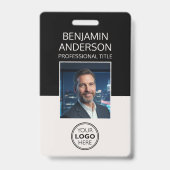 Professioneel Pasfoto Logo Werknemer Off-Wit Badge (Voorzijde)