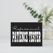 Professioneel Patiëntie Tester Witte Typografie Briefkaart (Staand voorkant)