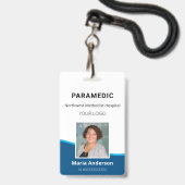 Professioneel personeel blauw en wit ID-badge Badge (Voorzijde met lanyard)