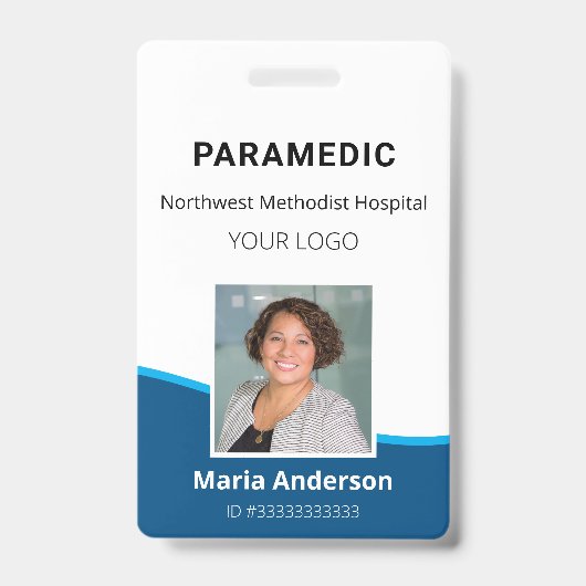 Professioneel personeel blauw en wit ID-badge Badge (Voorzijde)