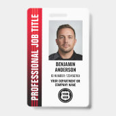 Professioneel Personeel Medewerker ID Pasfoto Logo Badge (Voorzijde)