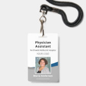 Professioneel personeelsausweis met blauwe en grij badge (Voorzijde met lanyard)