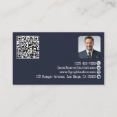 Professioneel Personeelsfoto QR-code Blauw Luchtva Visitekaartje (Achterkant)