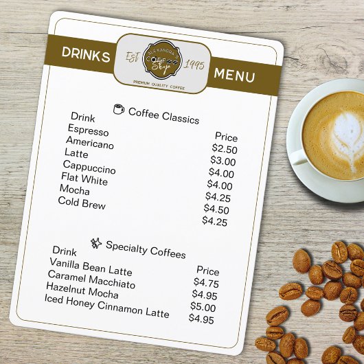 Professioneel Persoonlijk Drankmenu voor de Koffie Menu