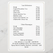 Professioneel Persoonlijk Drankmenu voor de Koffie Menu (Achterkant)