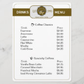 Professioneel Persoonlijk Drankmenu voor de Koffie Menu (Voorkant)