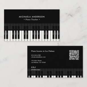 Professioneel Pianoleraren QR-code & Sociale Media Visitekaartje