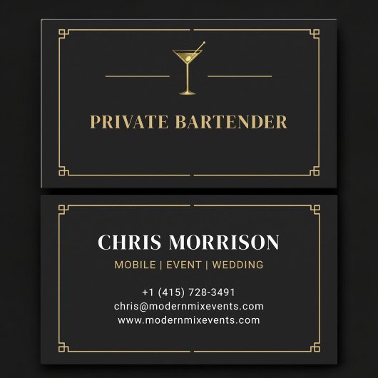 Professioneel Privé Bartender Visitekaartje