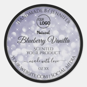 Professioneel productlabel Ocean Blue Glitter Logo Ronde Sticker