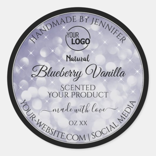 Professioneel productlabel Ocean Blue Glitter Logo Ronde Sticker (Voorkant)