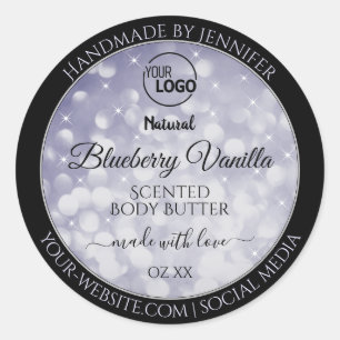 Professioneel productlabel Ocean Blue Glitter Logo Ronde Sticker