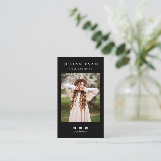Professioneel profiel Foto Zwart Fotografie Visitekaartje (Staand voorkant)