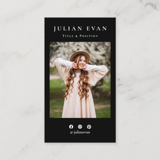 Professioneel profiel Foto Zwart Fotografie Visitekaartje (Voorkant)