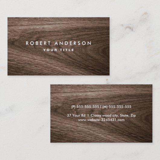 Professioneel profiel van donkerhoutkorrels visitekaartje (Voorkant / Achterkant)