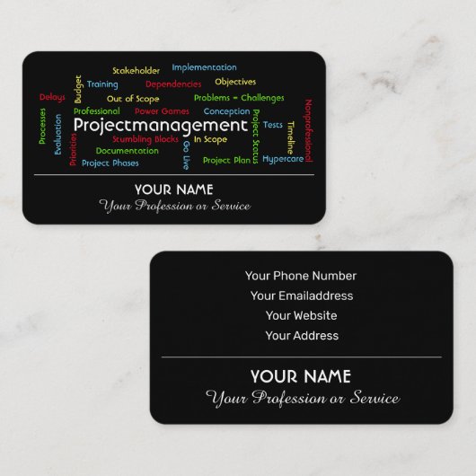 Professioneel projectbeheer en advies visitekaartje (Voorkant / Achterkant)