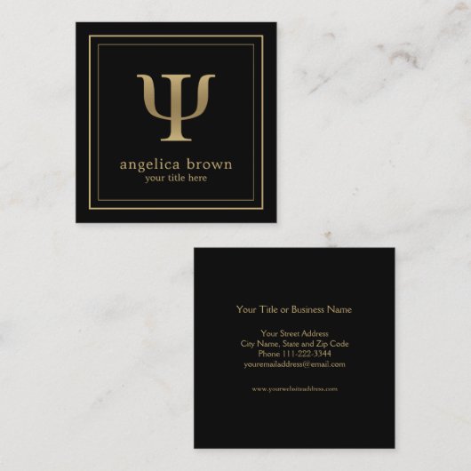 Professioneel psycholoog Gold Psi-symbool Vierkante Visitekaartje (Voorkant / Achterkant)