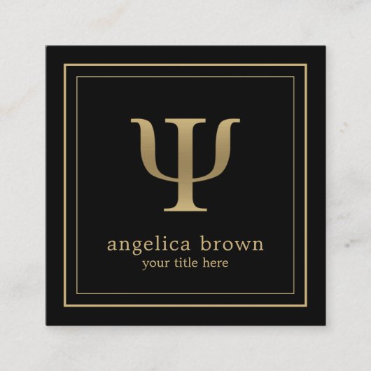 Professioneel psycholoog Gold Psi-symbool Vierkante Visitekaartje (Voorkant)