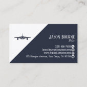 Professioneel QR-code Aviation Navy Blue Minimalis Visitekaartje (Voorkant)