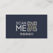 Professioneel QR-code Aviation Navy Blue Minimalis Visitekaartje (Achterkant)