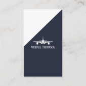 Professioneel QR-code Aviation Navy Blue Minimalis Visitekaartje (Voorkant)