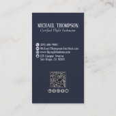 Professioneel QR-code Aviation Navy Blue Minimalis Visitekaartje (Achterkant)