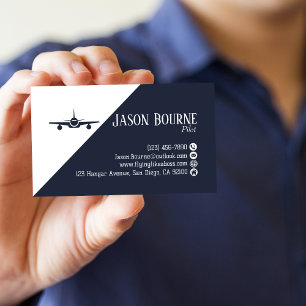 Professioneel QR-code Aviation Navy Blue Minimalis Visitekaartje