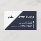 Professioneel QR-code Aviation Navy Blue Minimalis Visitekaartje (Voorkant)