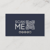 Professioneel QR-code Aviation Navy Blue Minimalis Visitekaartje (Achterkant)