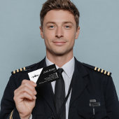 Professioneel QR-code Aviation Pilot Zwart en Wit Visitekaartje