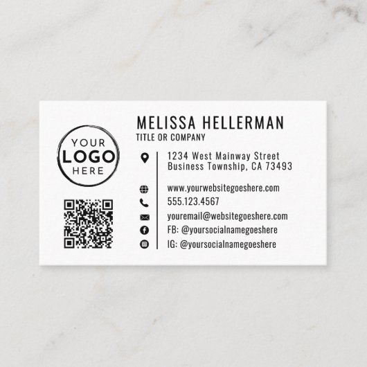 Professioneel QR-code bedrijfslogo Visitekaartje (Voorkant)