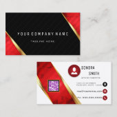 Professioneel QR-code BOLD Rood en Zwart Visitekaartje (Voorkant / Achterkant)