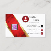 Professioneel QR-code BOLD Rood en Zwart Visitekaartje (Achterkant)