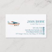 Professioneel QR Code Cessna Vliegtuig Blauw Op Ma Visitekaartje (Voorkant)