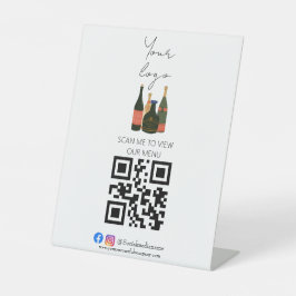 Professioneel QR-code contactloos barmenu Pedaalem Reclamebord Met Voetstuk