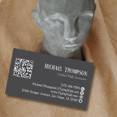 Professioneel QR-code foto grijs luchtvaart piloot Visitekaartje
