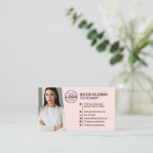 Professioneel QR Code Foto Uw Logo Roze Visitekaartje (Staand voorkant)