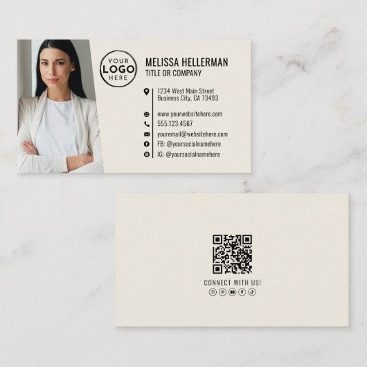 Professioneel QR-code foto uw logo Visitekaartje (Voorkant / Achterkant)