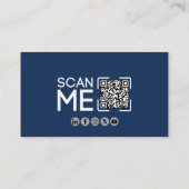 Professioneel QR Code Luchtvaart Marineblauw Wit Visitekaartje (Achterkant)