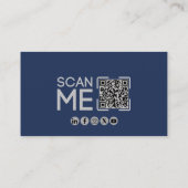 Professioneel QR Code Luchtvaart Marineblauw Wit Visitekaartje (Achterkant)