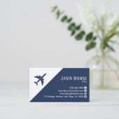 Professioneel QR Code Luchtvaart Marineblauw Wit Visitekaartje (Staand voorkant)