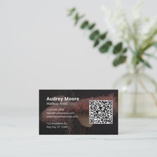 Professioneel QR-code-make-up Visitekaartje (Staand voorkant)