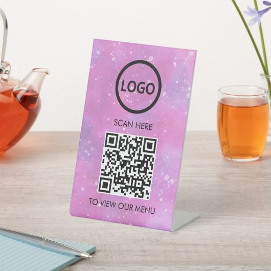 Professioneel QR Code Menu, Logo Contactloos Moder Reclamebord Met Voetstuk (Insitu)