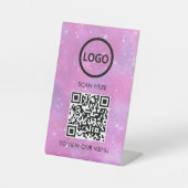 Professioneel QR Code Menu, Logo Contactloos Moder Reclamebord Met Voetstuk (Voorkant)