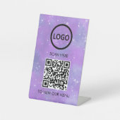 Professioneel QR Code Menu, Logo Contactloos Moder Reclamebord Met Voetstuk (Voorkant)