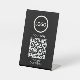 Professioneel QR Code Menu, Logo Contactloos Moder Reclamebord Met Voetstuk