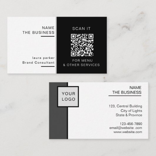 Professioneel QR-code minimaal scannbare promotie Visitekaartje (Voorkant / Achterkant)